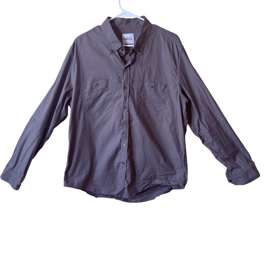Batch Mens XL Gray‎ Button Down Shirt Cotton Stretch Long Sleeve Casual Work